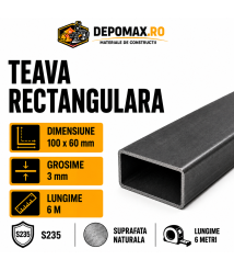 Teava rectangulara 100 x 60 x 3 mm, 6 metri